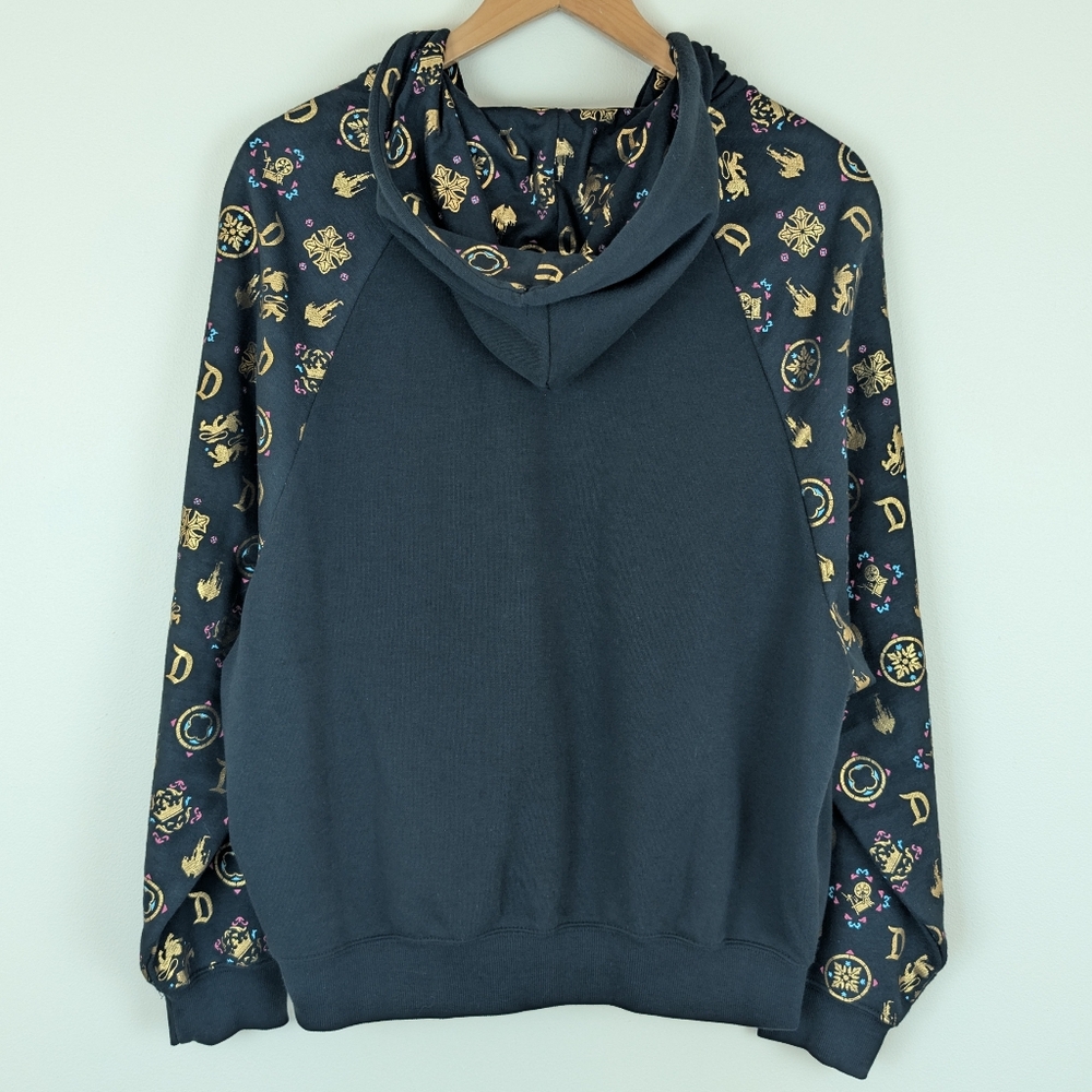 Disney Sleeping Beauty Castle Gold Design Black Full Zip Hoodie - Picture 6 of 9